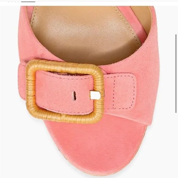 Veronica Beard Donata Pink Suede Wedge Sandals in Pink Dragonfruit Sz 10.5
